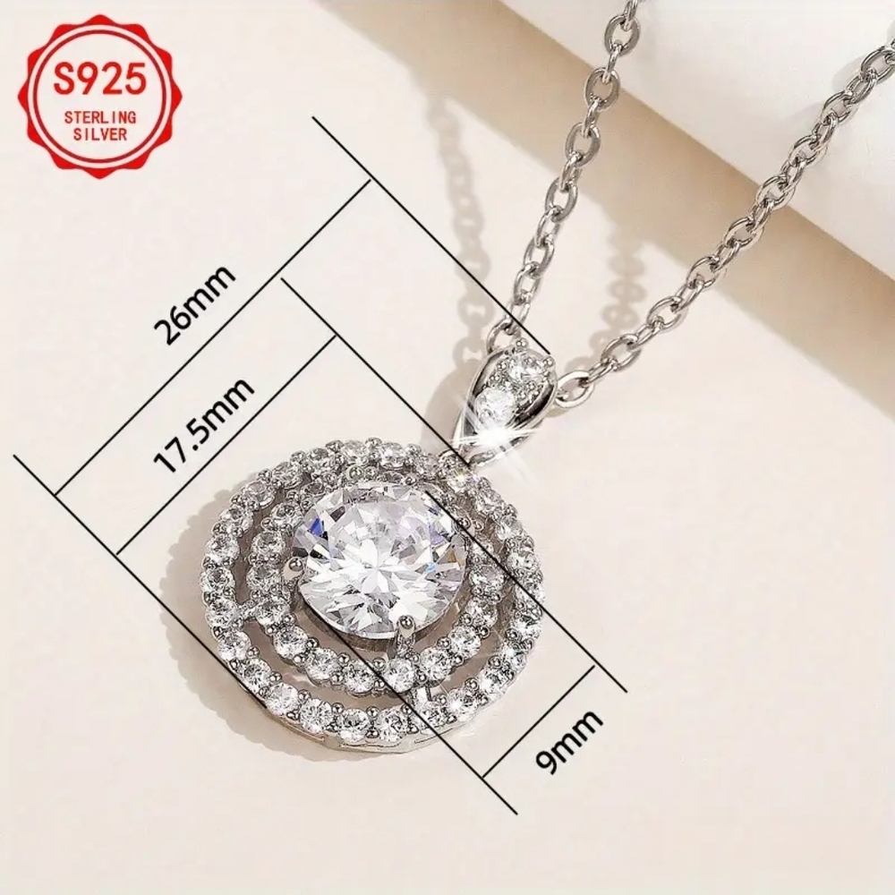 Certified Carat Mossanite 14k Gold Plated Over Sterling Silver Pendant Necklace - Picture 7 of 13